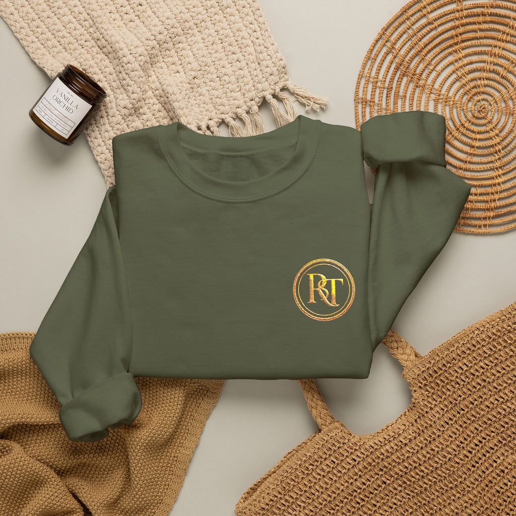 Gold Foil Monogram Crewneck Sweatshirt — Elegant Initial Pullover