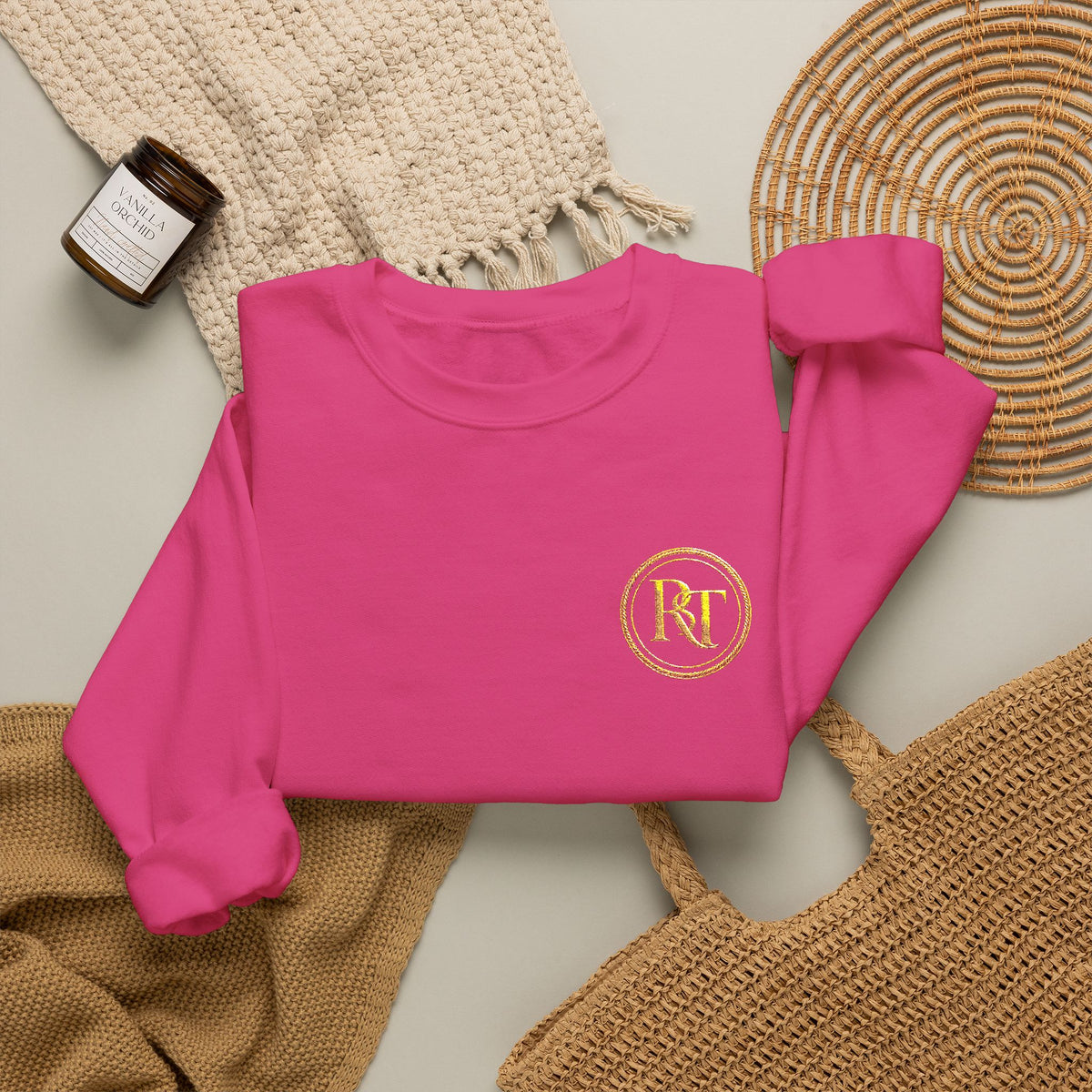 Gold Foil Monogram Crewneck Sweatshirt — Elegant Initial Pullover