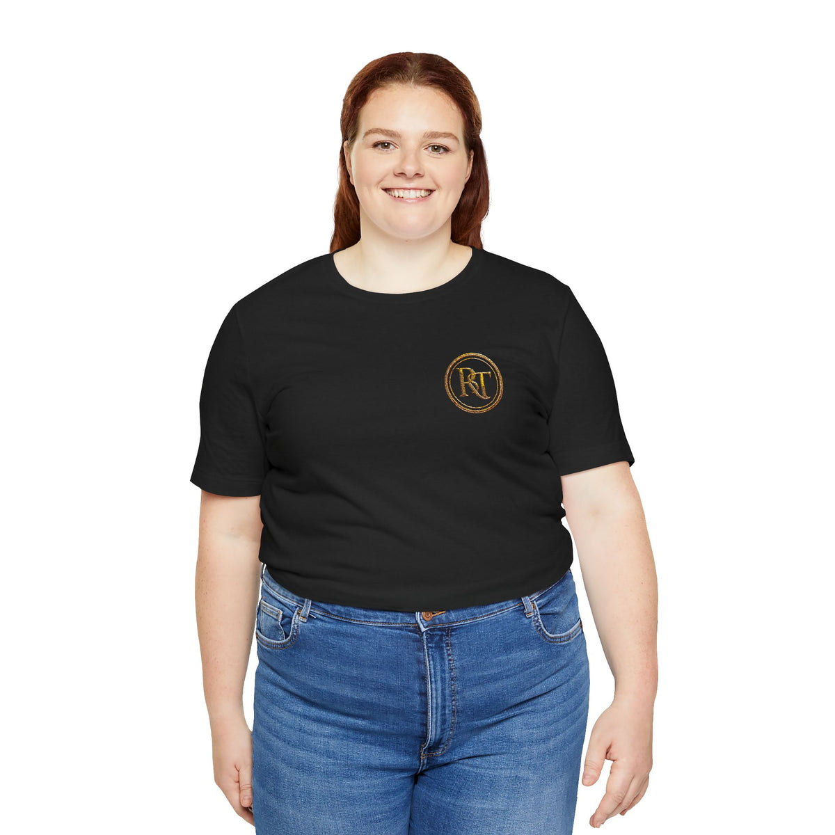 R+ Floral Monogram Tee — Elegant Initials Pocket T-Shirt