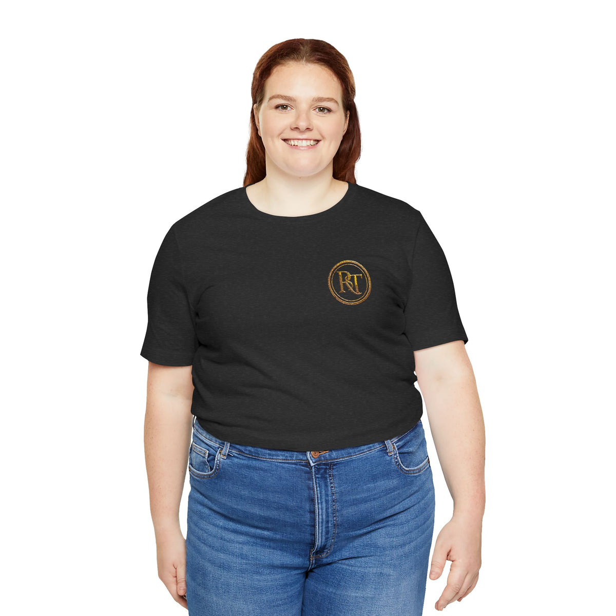 R+ Floral Monogram Tee — Elegant Initials Pocket T-Shirt