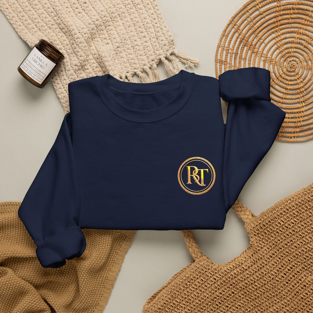 Gold Foil Monogram Crewneck Sweatshirt — Elegant Initial Pullover