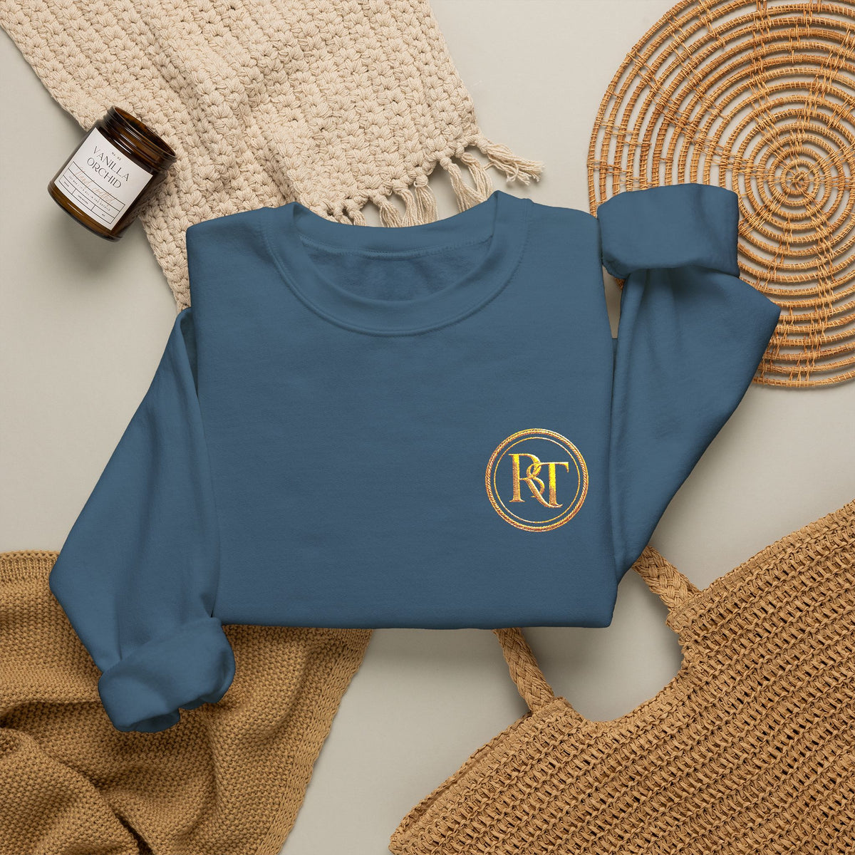 Gold Foil Monogram Crewneck Sweatshirt — Elegant Initial Pullover