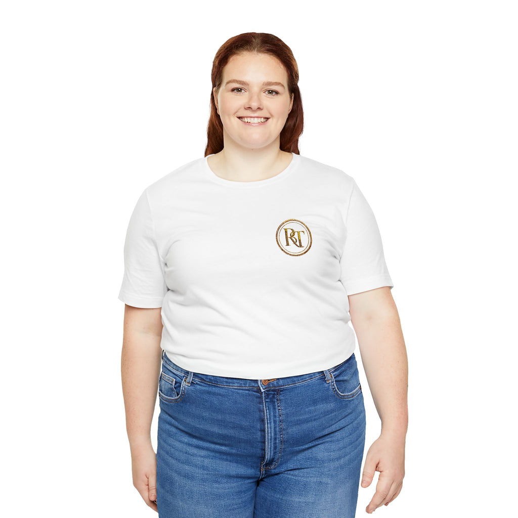 R+ Floral Monogram Tee — Elegant Initials Pocket T-Shirt