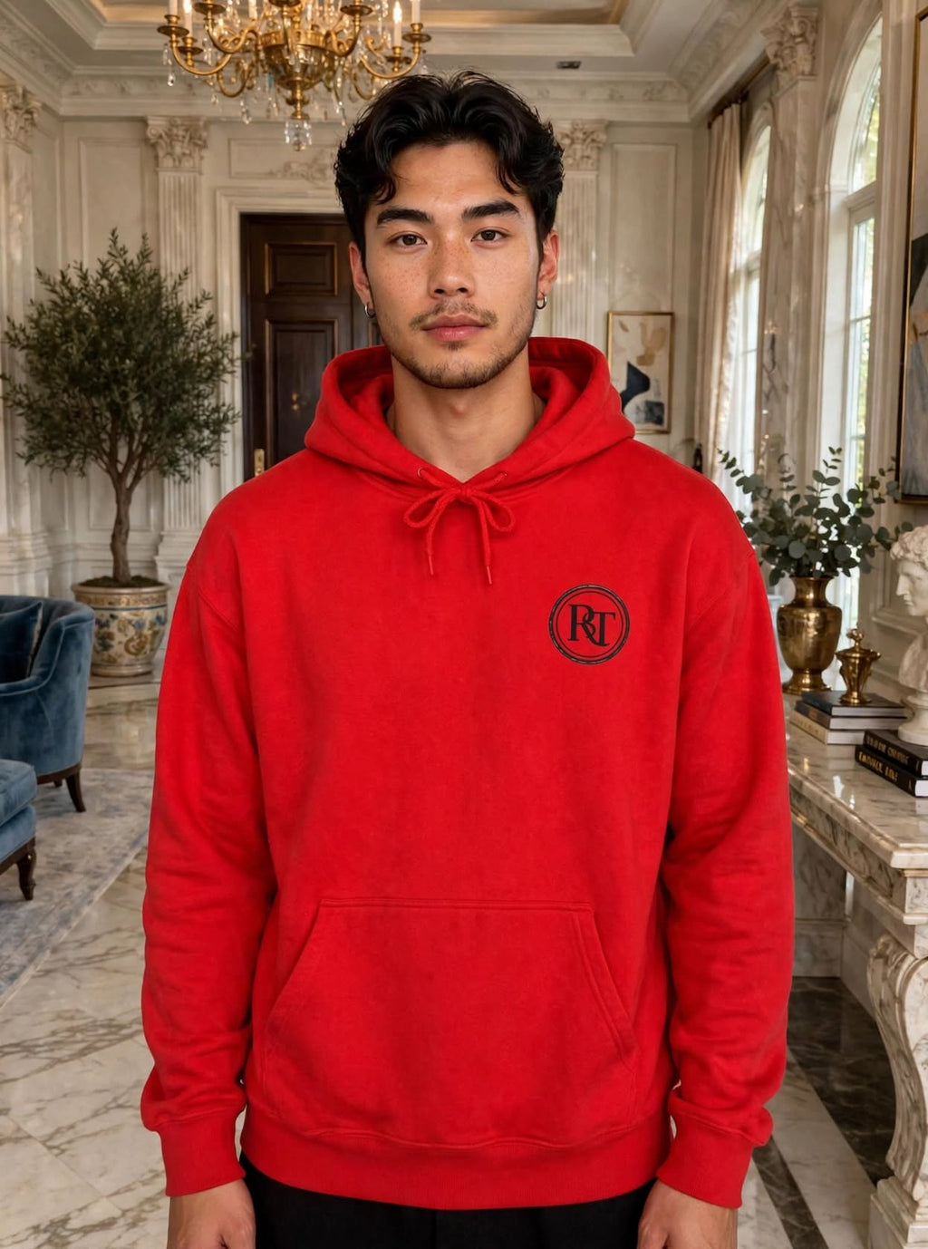 Rich Time "No Days Off"  Luxury Red Hoodie - Money Clock Graphic - Unisex