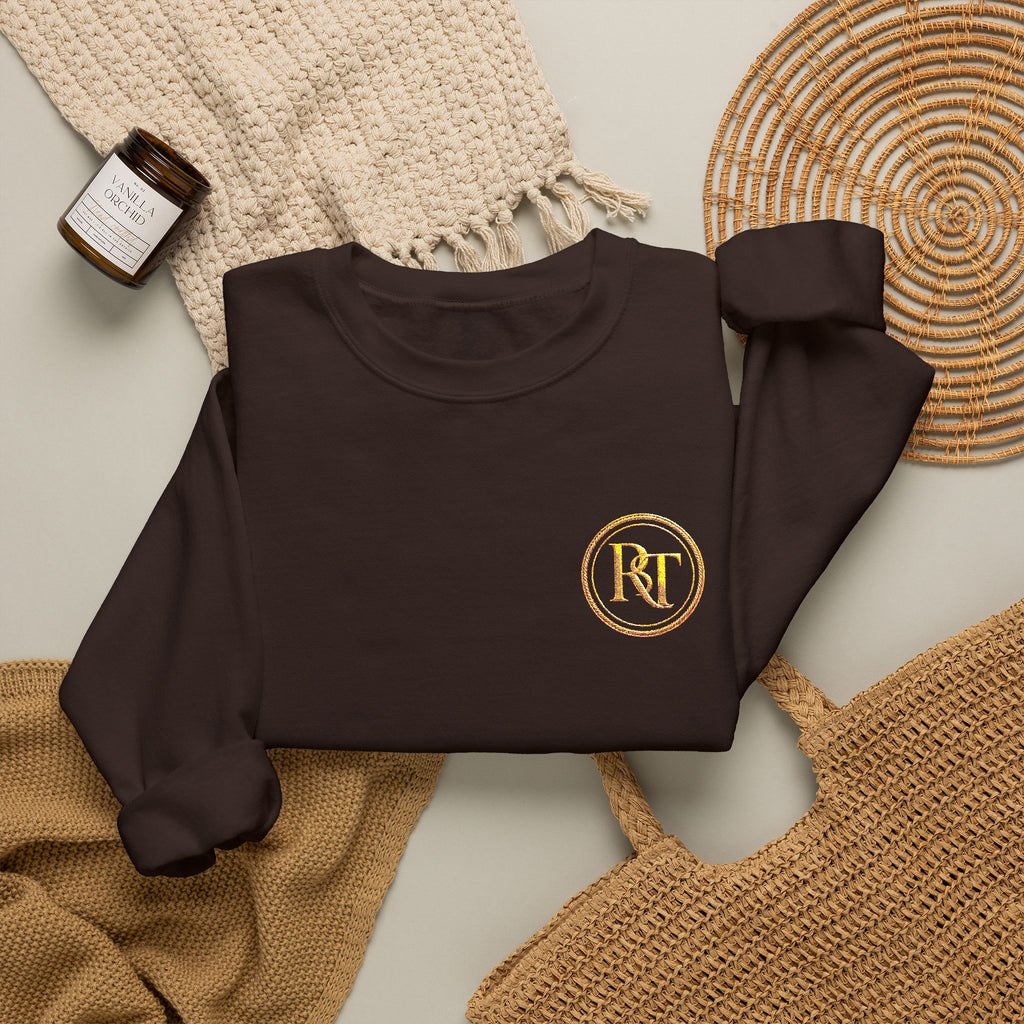 Gold Foil Monogram Crewneck Sweatshirt — Elegant Initial Pullover