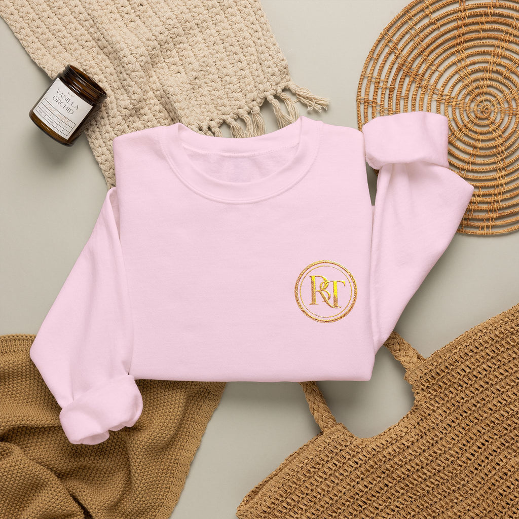Gold Foil Monogram Crewneck Sweatshirt — Elegant Initial Pullover