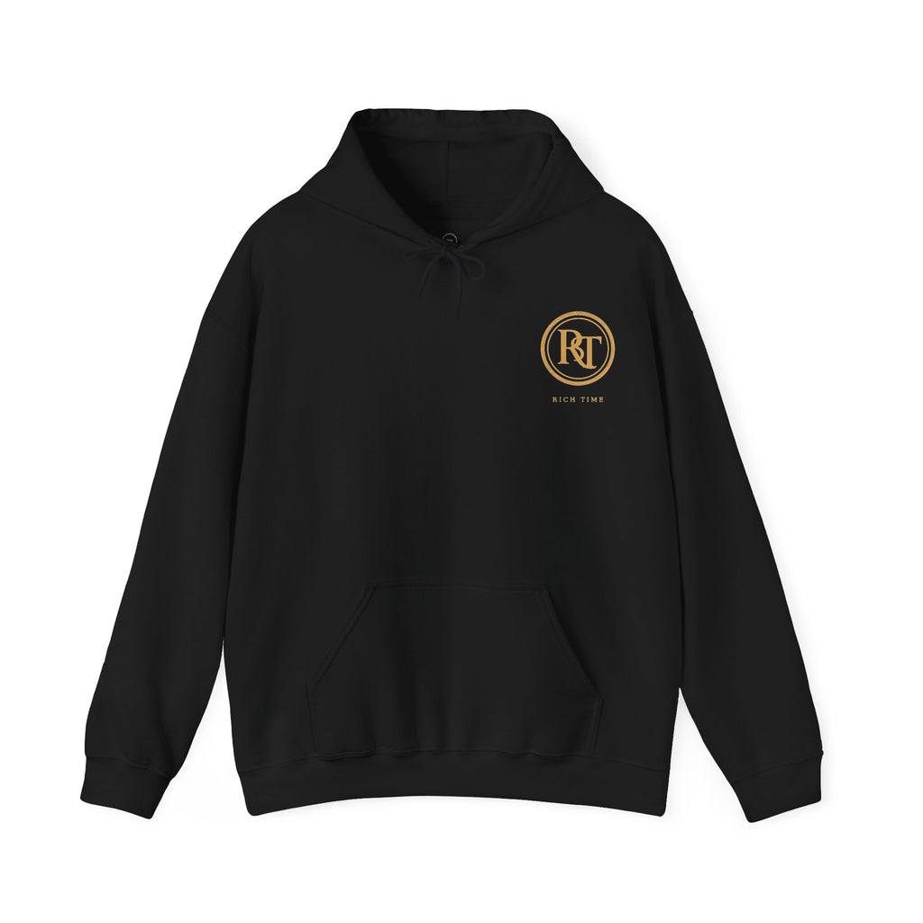 RT Rich Time - Time Is Money Heavyweight Hoodie - Gold Hourglass Luxury Streetwear