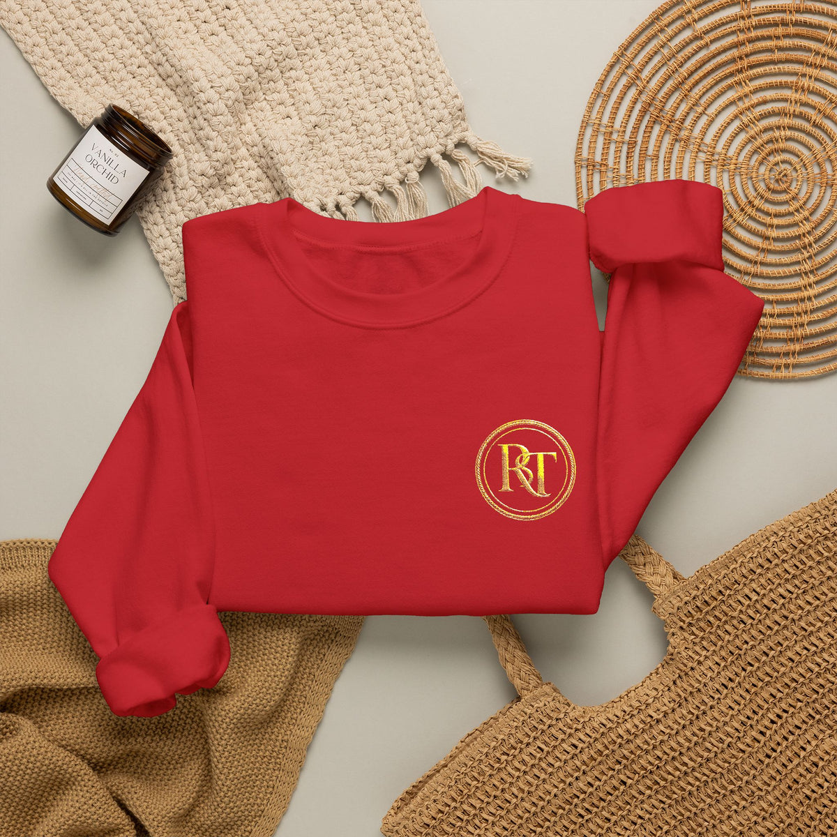 Gold Foil Monogram Crewneck Sweatshirt — Elegant Initial Pullover