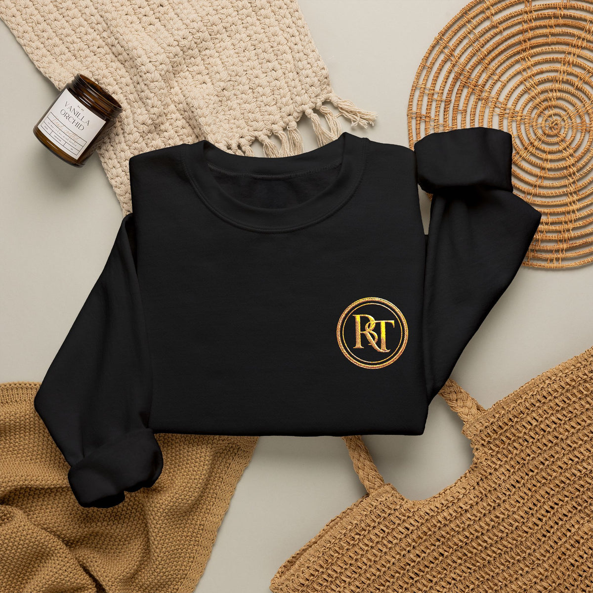 Gold Foil Monogram Crewneck Sweatshirt — Elegant Initial Pullover
